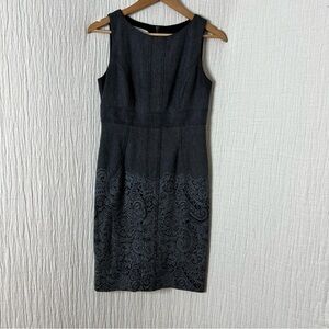 Kelly & Diane Gray Sheath Suiting Dress Paisley Sleeveless Textured Size 4